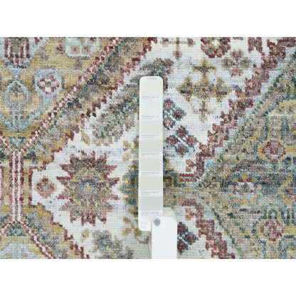Tribal & Geometric Wool Hand Knotted Rug Ivory 6.1x9.0 -O065577