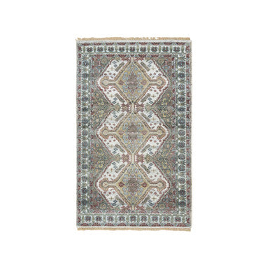 Tribal & Geometric Wool Hand Knotted Rug Ivory Ivory 3.0X5.0 -O065580