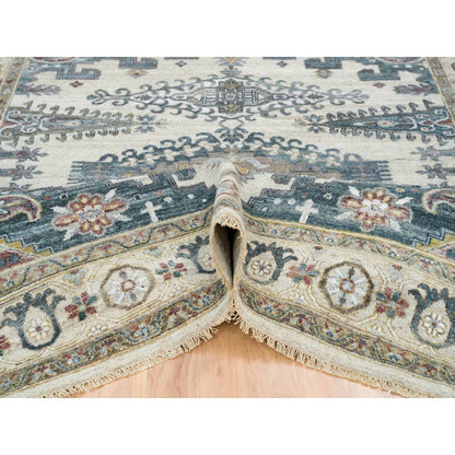 Tribal & Geometric Wool Hand Knotted Rug Ivory Ivory 7.9X10.4 -O065586