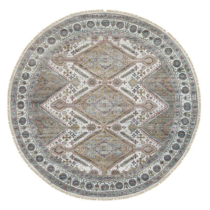 Tribal & Geometric Wool Hand Knotted Rug Ivory Ivory 9.9X9.9 -O065589