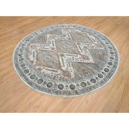 Tribal & Geometric Wool Hand Knotted Rug Ivory Ivory 9.9X9.9 -O065589