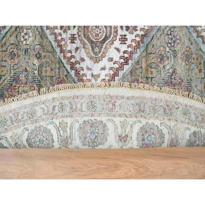 Tribal & Geometric Wool Hand Knotted Rug Ivory Ivory 9.9X9.9 -O065589