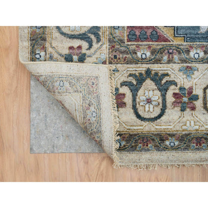Tribal & Geometric Wool Hand Knotted Rug Ivory Ivory 10.0X14.0 -O065595