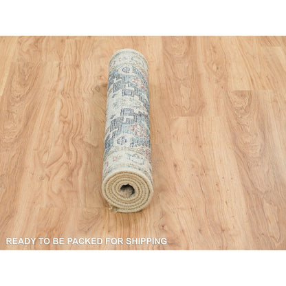 Tribal & Geometric Wool Hand Knotted Rug Ivory Ivory 3.0X5.0 -O065600