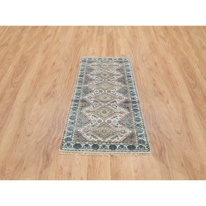 Tribal & Geometric Wool Hand Knotted Rug Ivory Ivory 2.8X6.0 -O065601