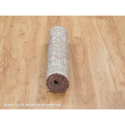 Tribal & Geometric Wool Hand Knotted Rug Red Gray 2.7X6.0 -O065602