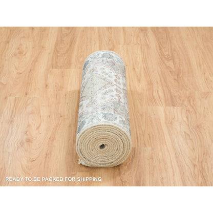 Tribal & Geometric Wool Hand Knotted Rug Ivory Ivory 2.7X18.0 -O065610