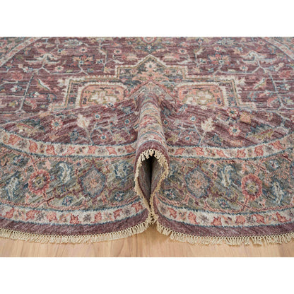 Tribal & Geometric Wool Hand Knotted Rug Red Gray 8.0X8.0 -O065612