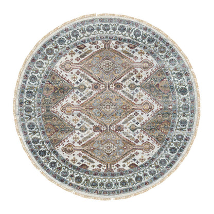 Tribal & Geometric Wool Hand Knotted Rug Ivory Ivory 5.10X5.10 -O065615