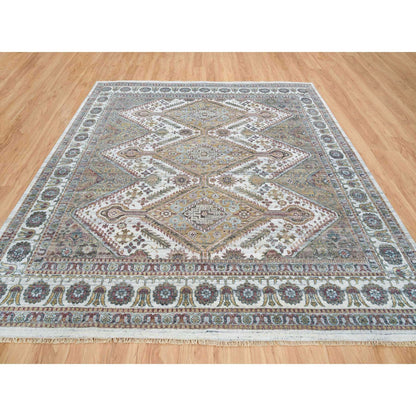 Tribal & Geometric Wool Hand Knotted Rug Ivory Ivory 9.10X10.0 -O065618
