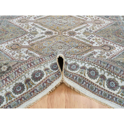 Tribal & Geometric Wool Hand Knotted Rug Ivory Ivory 9.10X10.0 -O065618