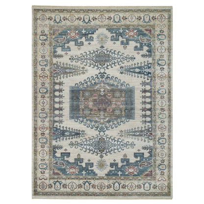 Tribal & Geometric Wool Hand Knotted Rug Ivory Ivory 9.0X12.0 -O065619