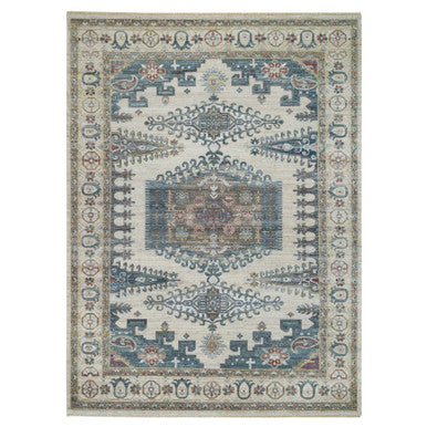 Tribal & Geometric Wool Hand Knotted Rug Ivory Ivory 9.0X12.0 -O065619