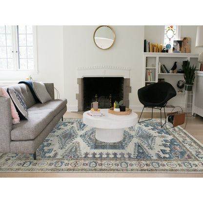 Tribal & Geometric Wool Hand Knotted Rug Ivory Ivory 9.0X12.0 -O065619
