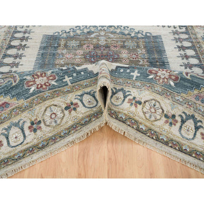 Tribal & Geometric Wool Hand Knotted Rug Ivory Ivory 9.0X12.0 -O065619