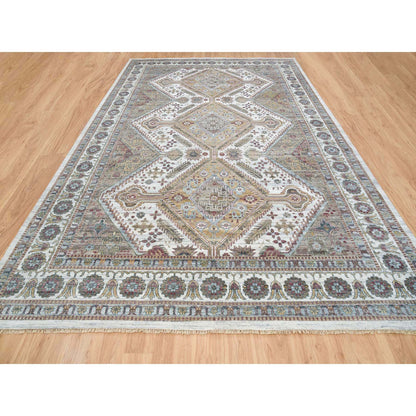 Tribal & Geometric Wool Hand Knotted Rug Ivory Ivory 12.0X17.10 -O065621