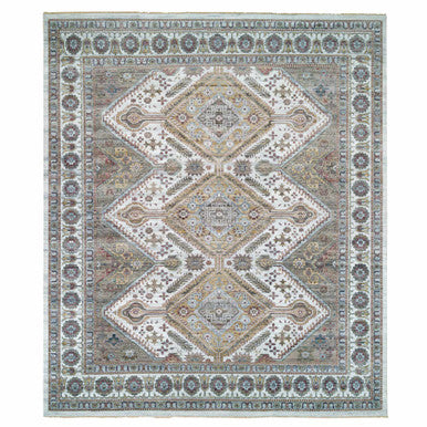 Tribal & Geometric Wool Hand Knotted Rug Ivory Ivory 13.9X15.10 -O065622