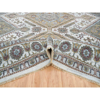 Tribal & Geometric Wool Hand Knotted Rug Ivory Ivory 13.9X15.10 -O065622