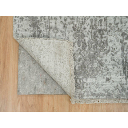 Transitional Wool & Silk Hand Knotted Rug Grey No Border 2.5X22.0 -O065628