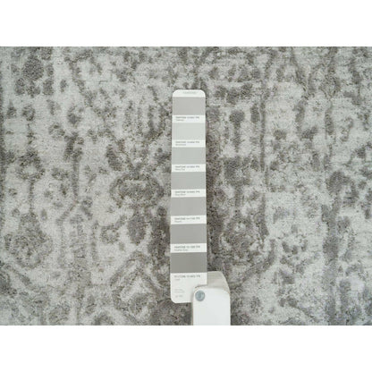 Transitional Wool & Silk Hand Knotted Rug Grey No Border 2.5X22.0 -O065628