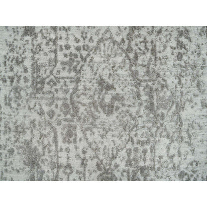 Transitional Wool & Silk Hand Knotted Rug Grey No Border 2.5X22.0 -O065628