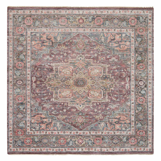 Tribal & Geometric Wool Hand Knotted Rug Red Gray 10.0X9.10 -O065629