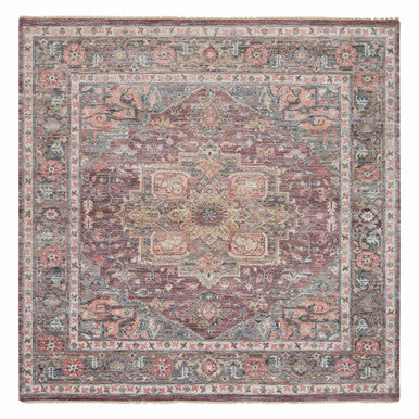 Tribal & Geometric Wool Hand Knotted Rug Red Gray 10.0X9.10 -O065629