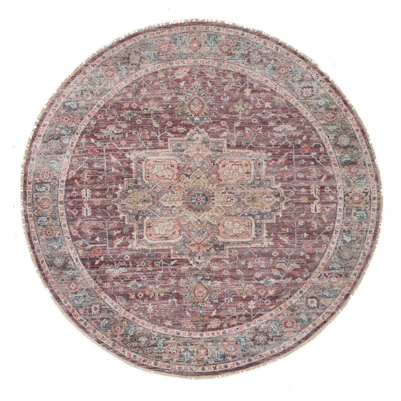 Red 9'7" x 9'7" Tribal & Geometric Hand knotted Wool Rug - Sku: O065633