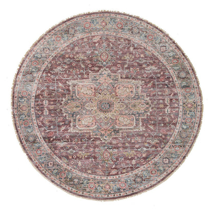 Tribal & Geometric Wool Hand Knotted Rug Red Gray 9.7X9.7 -O065633