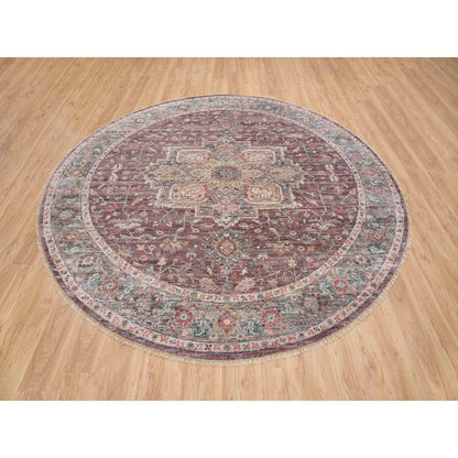 Tribal & Geometric Wool Hand Knotted Rug Red Gray 9.7X9.7 -O065633