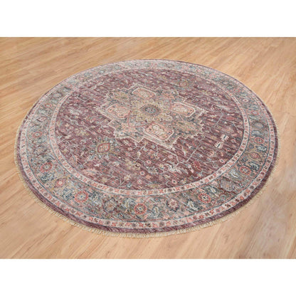 Tribal & Geometric Wool Hand Knotted Rug Red Gray 9.7X9.7 -O065633
