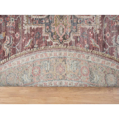 Tribal & Geometric Wool Hand Knotted Rug Red Gray 9.7X9.7 -O065633