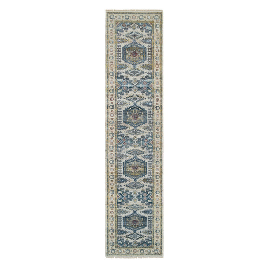 Tribal & Geometric Wool Hand Knotted Rug Ivory Ivory 2.7X11.10 -O065634