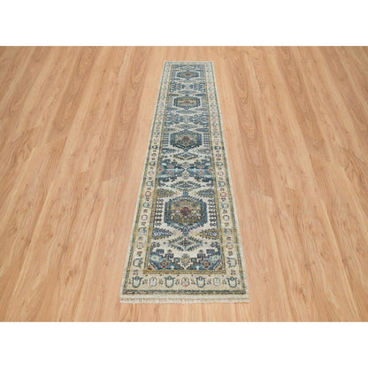 Tribal & Geometric Wool Hand Knotted Rug Ivory Ivory 2.7X11.10 -O065634