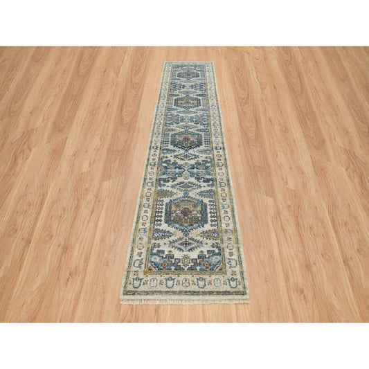 Tribal & Geometric Wool Hand Knotted Rug Ivory Ivory 2.7X11.10 -O065634
