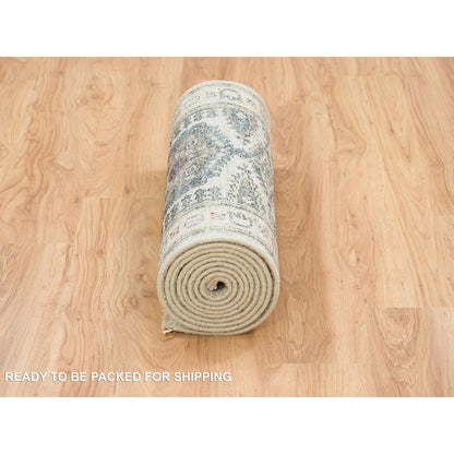 Tribal & Geometric Wool Hand Knotted Rug Ivory Ivory 2.7X11.10 -O065634