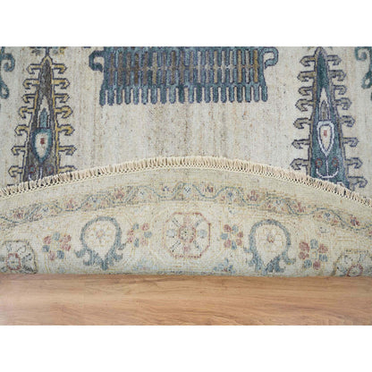 Tribal & Geometric Wool Hand Knotted Rug Ivory Ivory 9.9X9.9 -O065636
