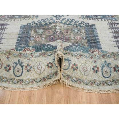 Tribal & Geometric Wool Hand Knotted Rug Ivory Ivory 9.9X9.9 -O065636