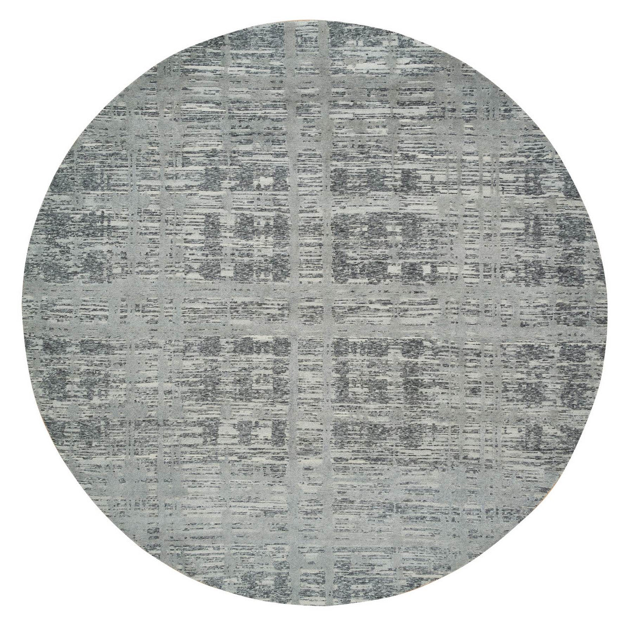 Gray 10'1" x 10'1" Modern and Contemporary Hand knotted Wool Rug - Sku: O065640