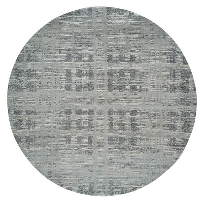 Modern and Contemporary Wool Hand Knotted Rug Grey No Border 10.1X10.1 -O065640