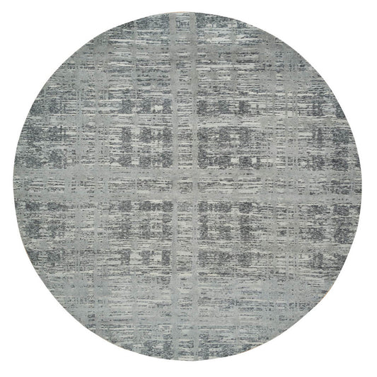 Modern and Contemporary Wool Hand Knotted Rug Grey No Border 10.1X10.1 -O065640
