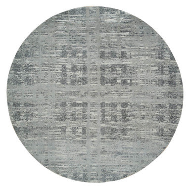 Modern and Contemporary Wool Hand Knotted Rug Grey No Border 10.1X10.1 -O065640