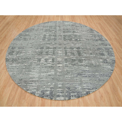 Modern and Contemporary Wool Hand Knotted Rug Grey No Border 10.1X10.1 -O065640