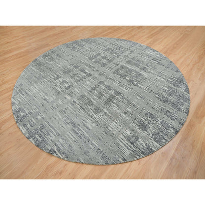 Modern and Contemporary Wool Hand Knotted Rug Grey No Border 10.1X10.1 -O065640