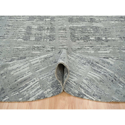 Modern and Contemporary Wool Hand Knotted Rug Grey No Border 10.1X10.1 -O065640