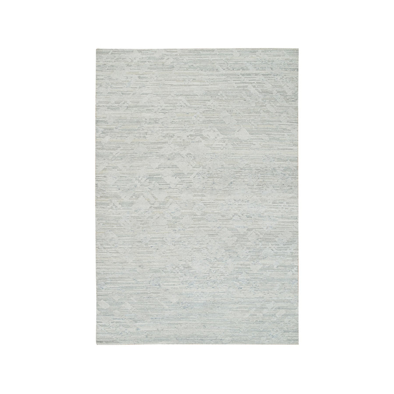 Ivory 6'0" x 9'3" Modern and Contemporary Hand knotted Wool Rug - Sku: O065642