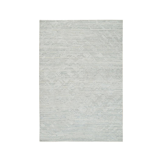 Modern and Contemporary Wool Hand Knotted Rug Ivory No Border 6.0X9.3 -O065642