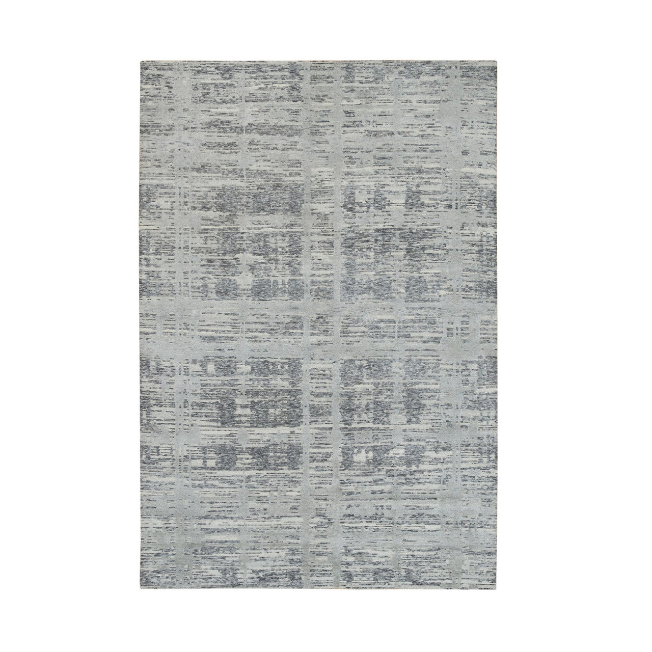 Gray 6'1" x 9'2" Modern and Contemporary Hand knotted Wool Rug - Sku: O065643