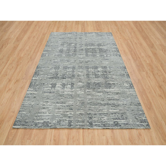 Modern and Contemporary Wool Hand Knotted Rug Grey No Border 6.1X9.2 -O065643