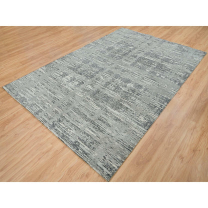 Modern and Contemporary Wool Hand Knotted Rug Grey No Border 6.1X9.2 -O065643